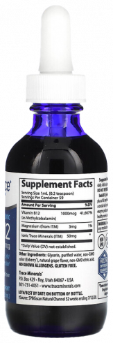 Trace Minerals Ionic B12, Ионный Б12, 59 мл