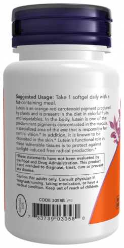 NOW Lutein 10 mg, 120 капсул