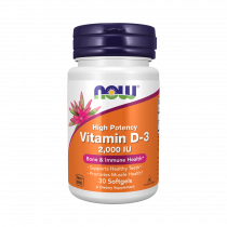 NOW Vitamin D-3 2000 IU, 30 капсул